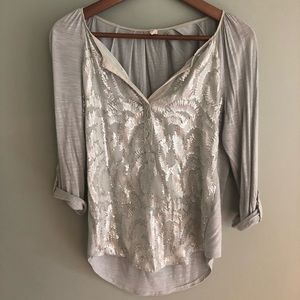 Anthropologie grey shimmer top